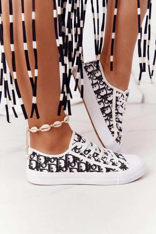 Damskie Logowane Trampki Biało-Czarne Day Off