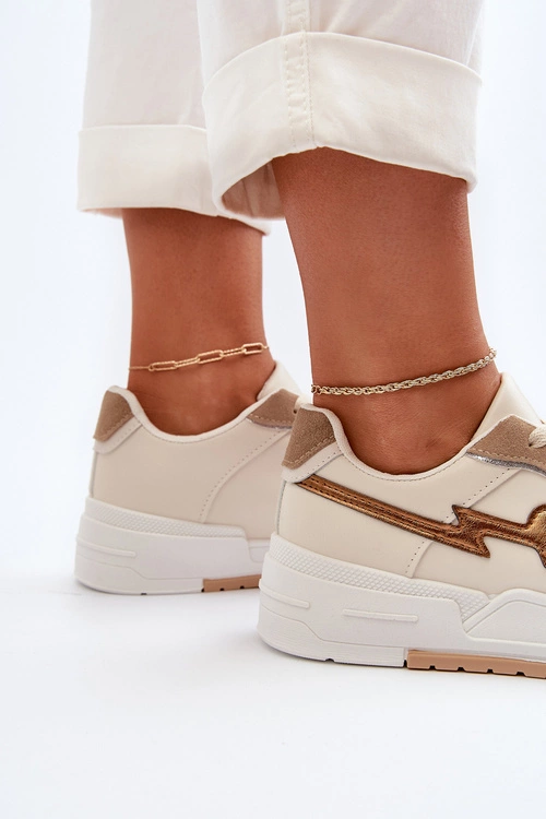 Sneakersy Damskie Na Platformie Beżowe Zeparine