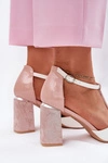 Lakierowane Sandały Damskie Na Słupku Vinceza 20276 Różowo-Białe