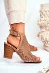 Botki Damskie Ażurowe Peep Toe Beżowe Paradise