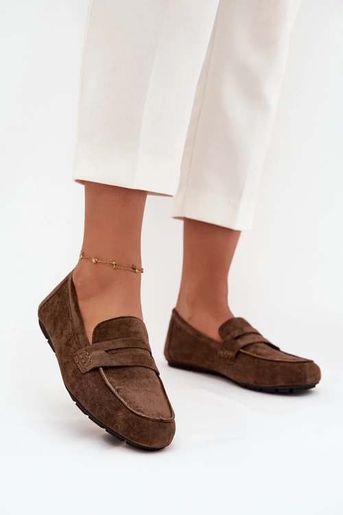 Loafersy Mokasyny Damskie Płaskie Ciemnozielone Roseline