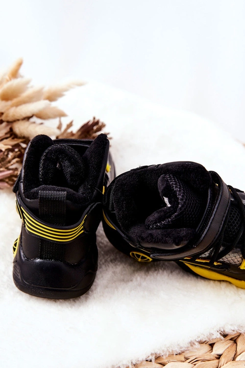 Dziecięce Ocieplane Botki Śniegowce Czarne Herry
