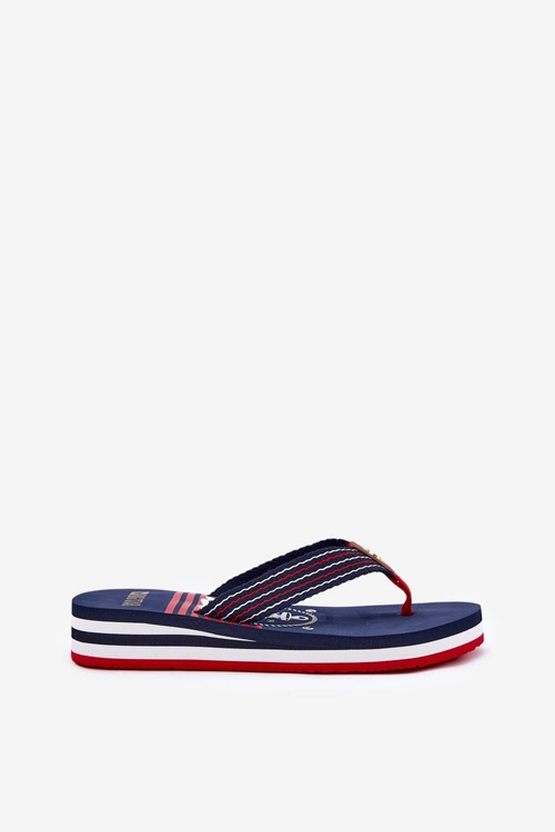 Damskie Klapki Japonki Na Koturnie Big Star RR274A126 Granatowe