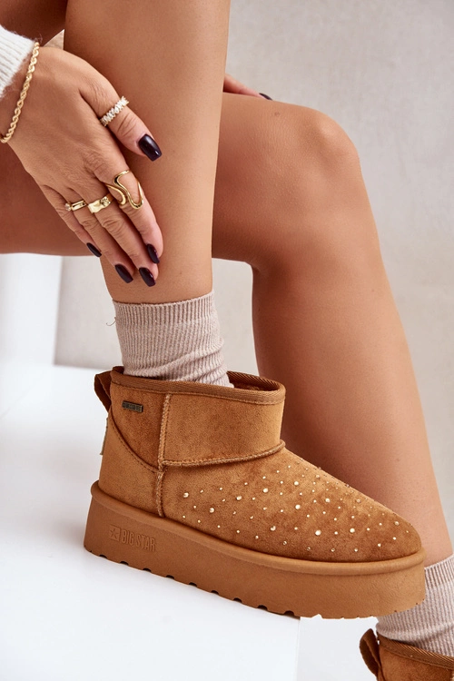 Śniegowce Ze Zdobieniem Na Platformie Big Star OO274A104 Camel