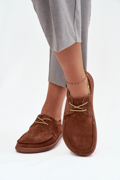 Półbuty Damskie Typu Barefoot Z Naturalnego Zamszu Zazoo 327 Brązowe