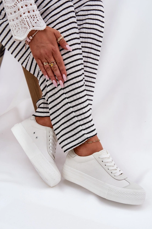 Trampki Damskie Na Platformie Big Star RR274337 Białe