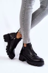 Damskie Skórzane Botki Z Ozdobą Czarne Maley