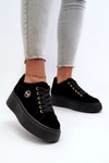 Niskie Sneakersy Damskie Na Platformie Czarne Telirra