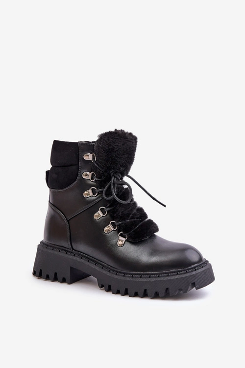 Ocieplane Botki Trapery Na Zamek Z Eko Skóry Czarne Willatta