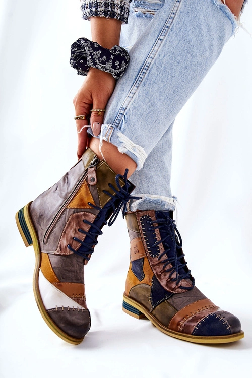 Botki Skórzane Sztyblety Maciejka Wielokolorowe 05095-39