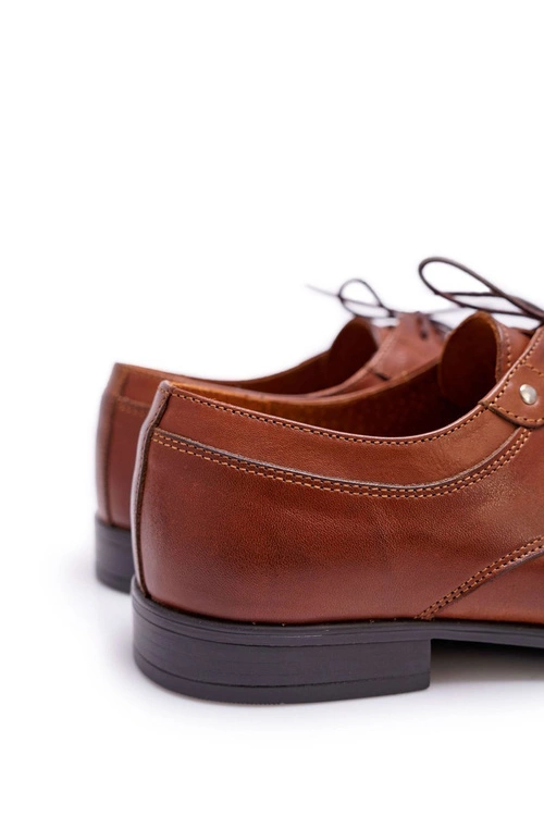 Półbuty Męskie Eleganckie Skórzane Brązowe Trust