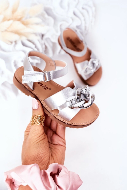 Dziecięce Sandały Z Łańcuchem Srebrne Buffy