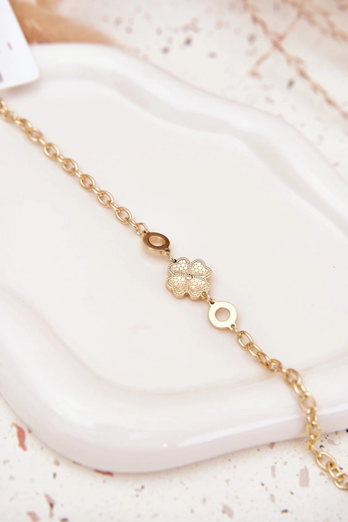 Bransoletka Z Koniczynką Ze Stali Chirurgicznej Złota