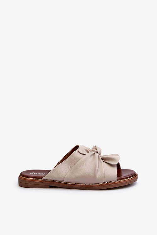 Klapki Damskie Na Płaskim Obcasie Beżowe Nelvira