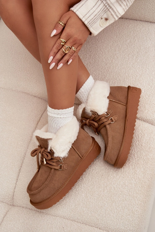 Śniegowce Damskie Z Naturalnego Zamszu D.Franklin DFSH375006 Camel