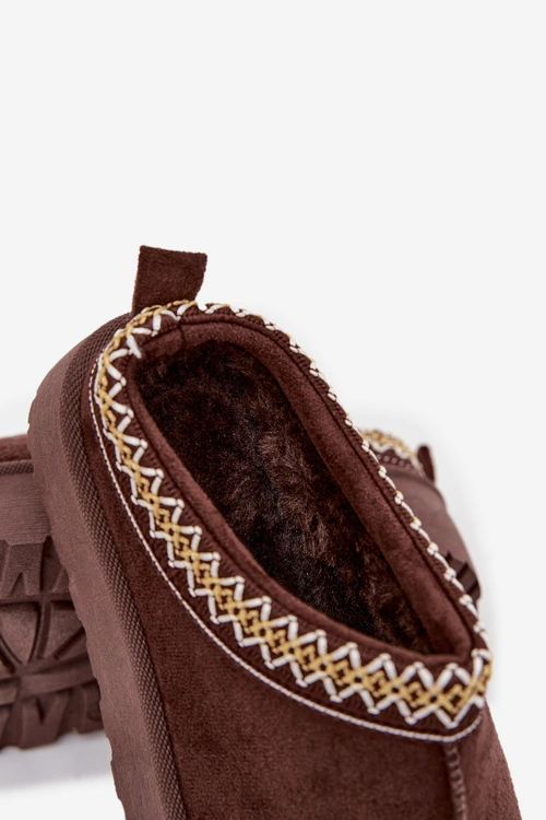 Śniegowce Dziecięce Młodzieżowe Z Haftem Na Platformie Czekoladowe Jolisse