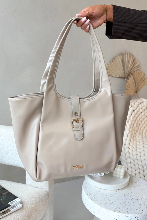 Torebka Shopperka Z Klamrą NOBO BAG6010-015 Jasnobeżowa