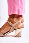 Skórzane Sandały Na Słupku Różowo-Złote Corane