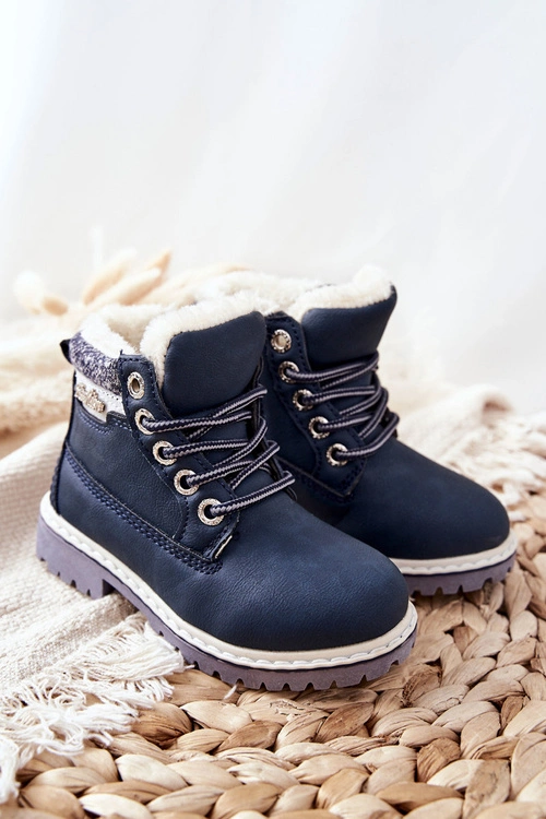 Dziecięce Ocieplane Traperki Z Futerkiem Granatowe Estee