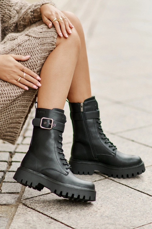 Ocieplane Botki Workery Z Klamrą Big Star OO274137 Czarne