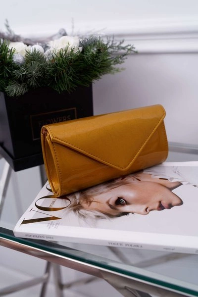Damska Torebka Musztardowa Lakierowana Kopertówka