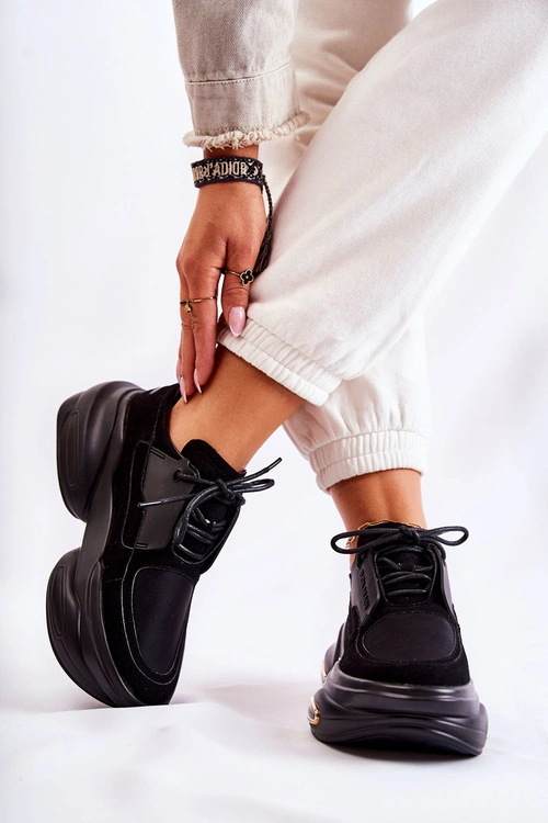 Damskie Sneakersy Sportowe Buty Czarne New Horizon