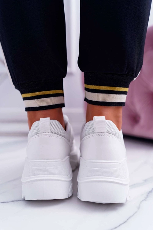 Sportowe Damskie Buty Gruba Podeszwa Białe HighStep