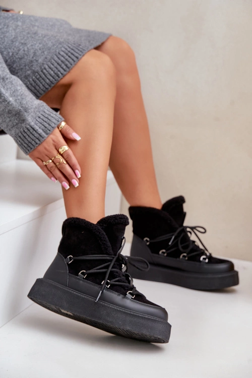 Botki Śniegowce Na Platformie Czarne Tamidra