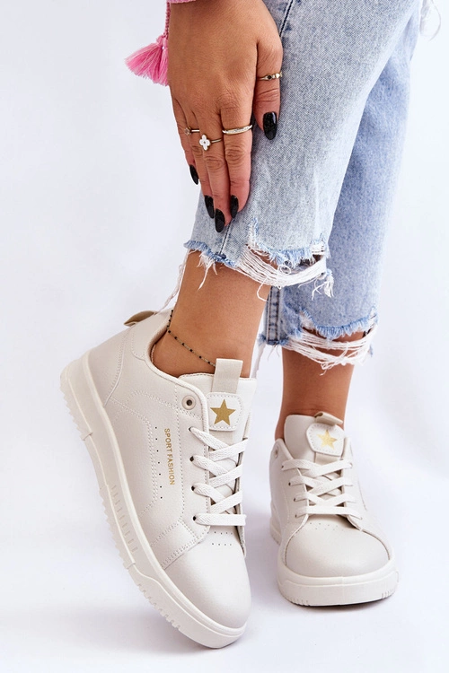 Damskie Sznurowane Buty Sportowe Beżowe Mikaela