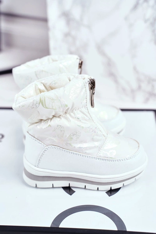 Dziecięce Śniegowce Ocieplane Wełną Białe Bubbles