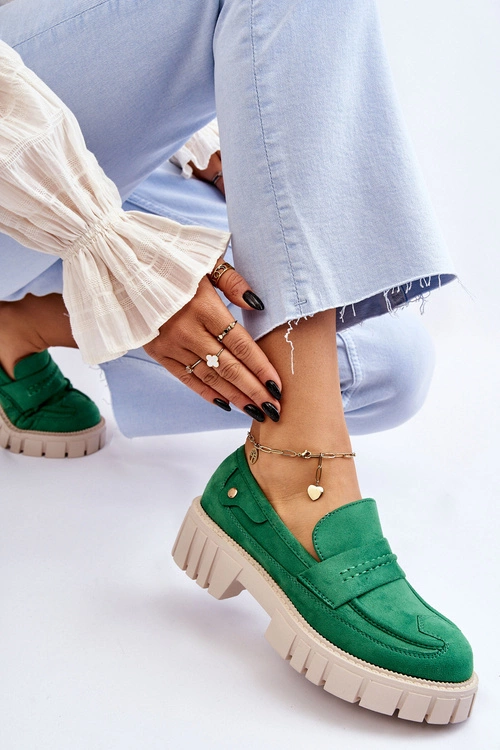 Damskie Zamszowe Wsuwane Półbuty Zielone Fiorell