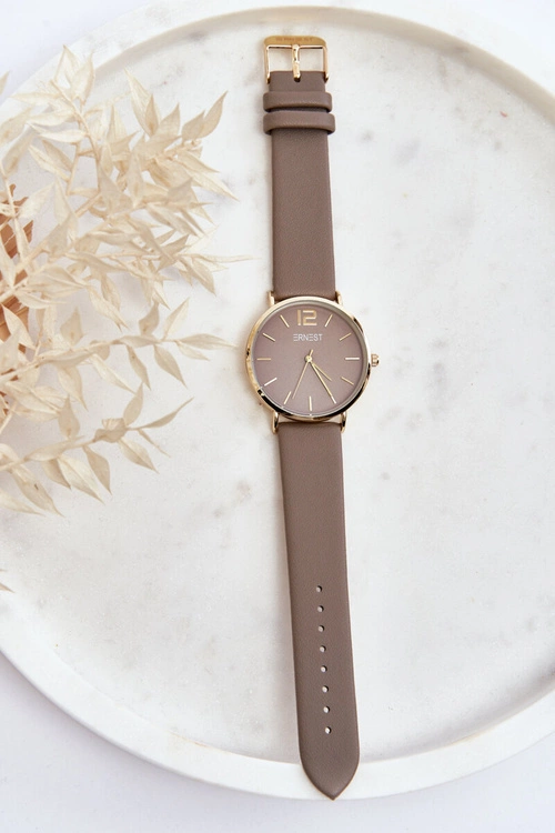 Damski Zegarek Na Skórzanym Pasku Ernest E62001MD Szary