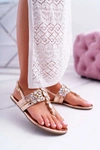 Sandały Japonki Z Kryształami Lu Boo Różowe Złoto