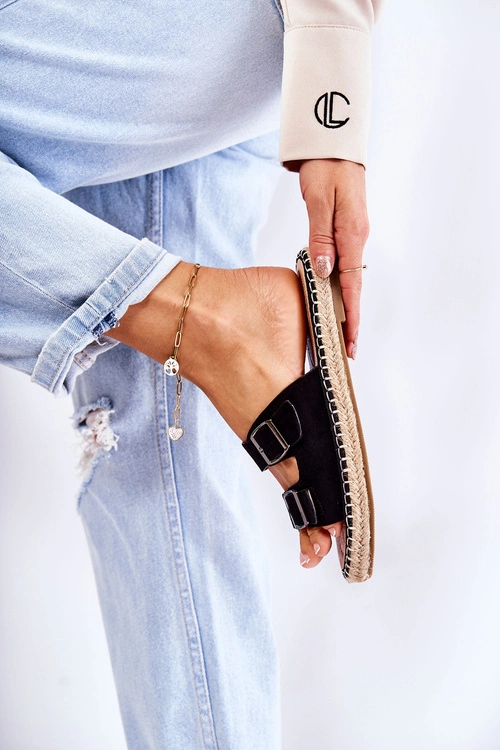 Klasyczne Zamszowe Klapki Damskie Czarne Casilda