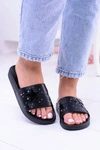 Czarne Damskie Klapki Dżety Gwiazdy Bajela