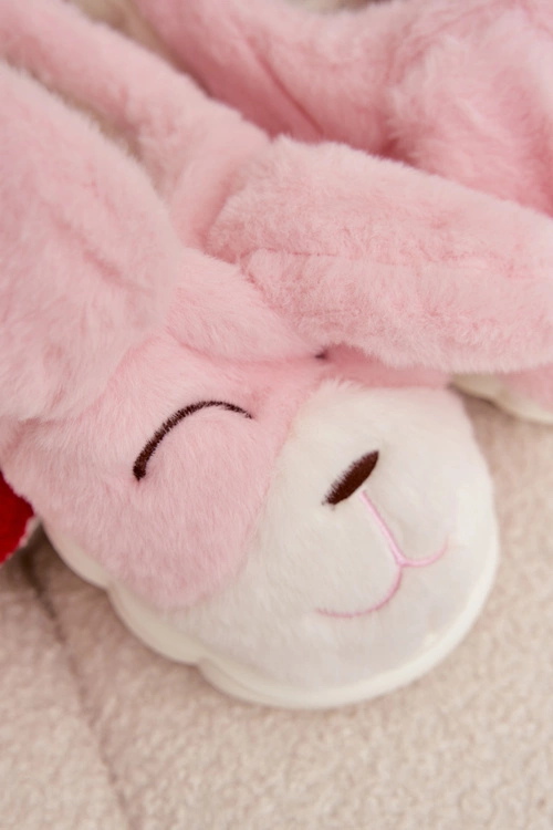 Futrzane Kapcie Damskie Króliczki Różowe Faylen