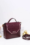 Bordowa Damska Elegancka Torebka Kuferek
