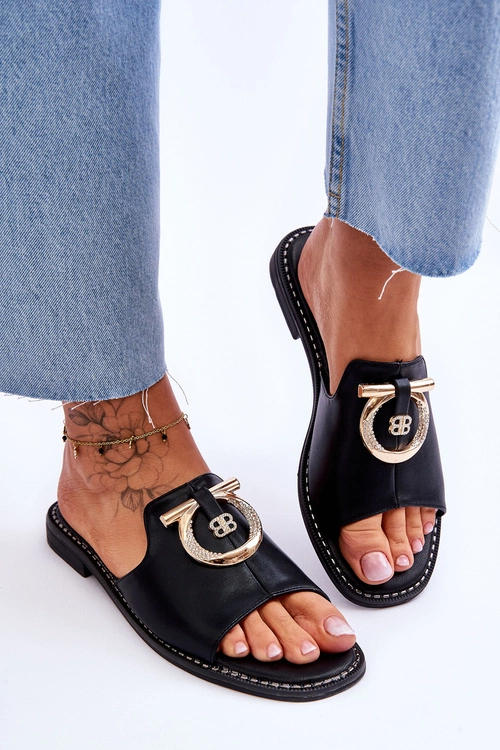 Klapki Skórzane Comfort Shoes S.Barski KV-2775-32 Czarne