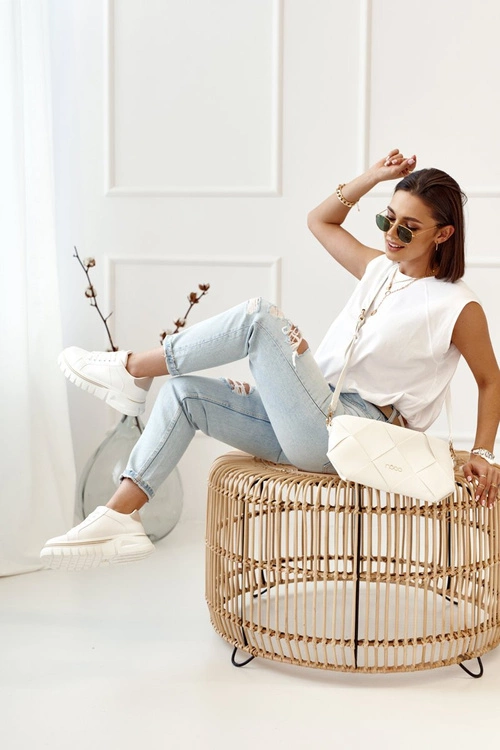 Damskie Sneakersy Na Platformie Biało Beżowe Riri