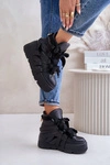 Skórzane Sneakersy Damskie Na Masywnej Platformie CheBello 4561 Czarne