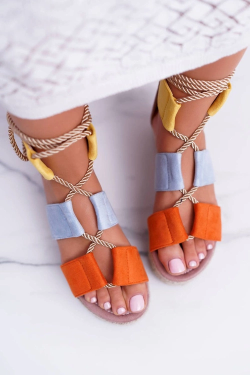 Damskie Wielokolorowe Sandały Na Platformie Espadryle Manado