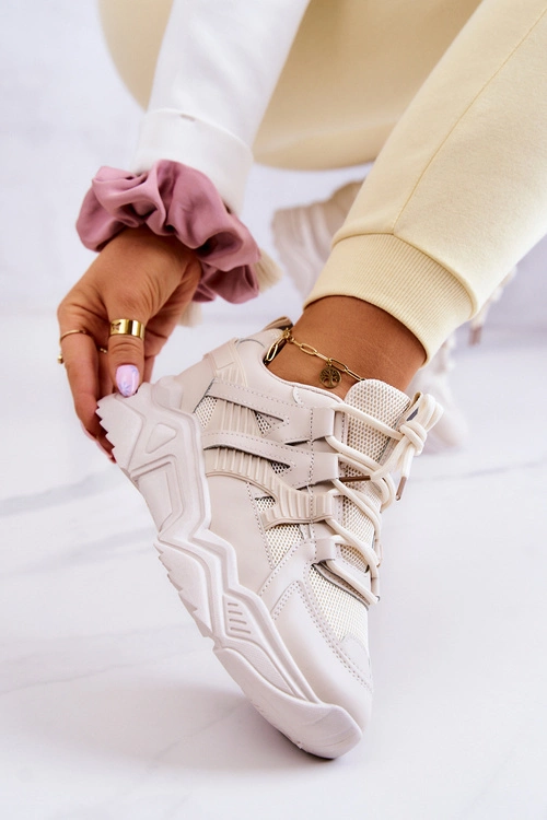 Damskie Sportowe Buty Sneakersy Beżowe Daren