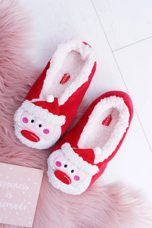 Domowe Damskie Baleriny SOXO Świąteczne Z Mikołajem