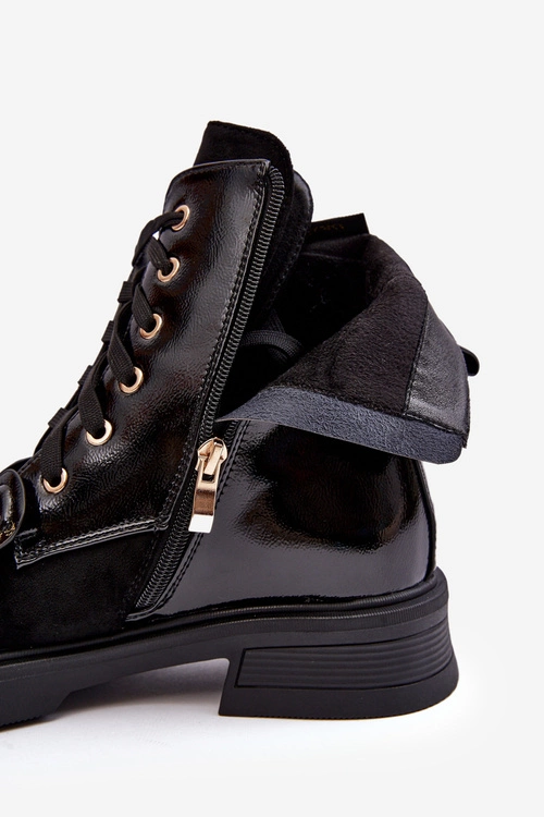 Modne Damskie Botki Na Suwak Z Ozdobami D&A MR870-76 Czarne