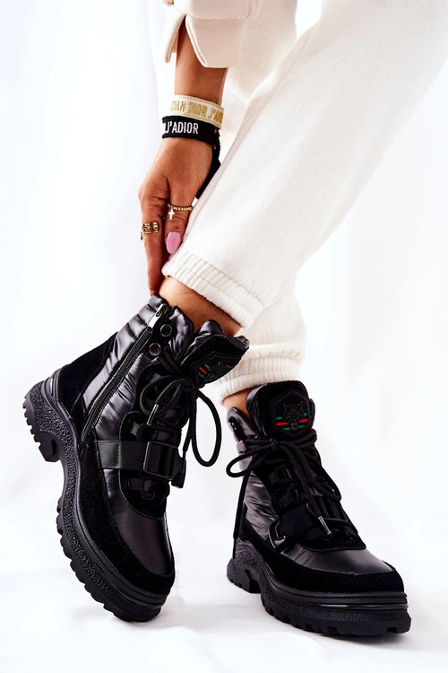 Damskie Botki Śniegowce Na Suwak Czarne Marcia