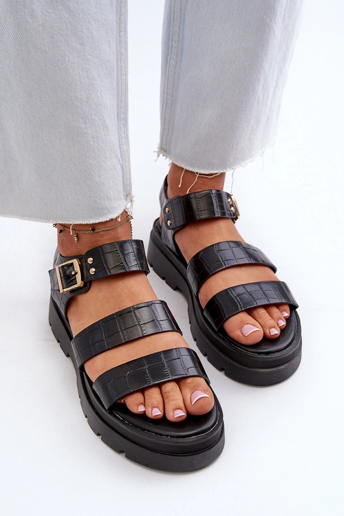 Sandały Damskie Na Masywnej Podeszwie Czarne Nicarda