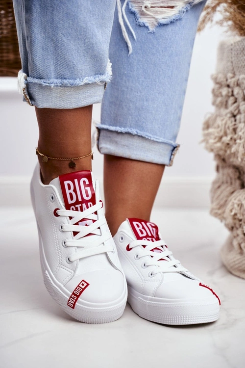 Damskie Skórzane Trampki BIG STAR EE274302 Białe