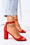Zamszowe Sandały Na Słupku Czerwone Florence