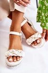 Damskie Plecione Sandały Na Koturnie Białe Chaves