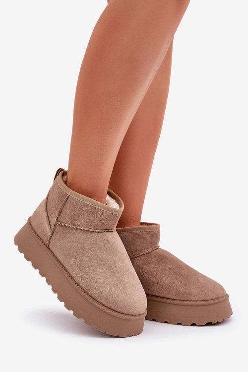 Śniegowce Na Platformie Z Eko Zamszu Ciemnobeżowe Vlivana